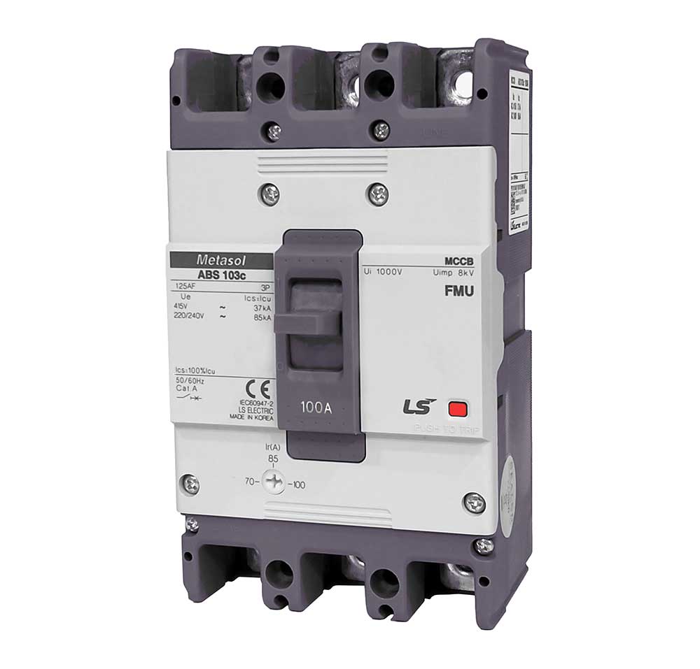 ABS103c-FMU ABS103c-FMU - Adjustable MCCB, 3 Pole, 25 Amps, 37kA/415 VAC - Image 1